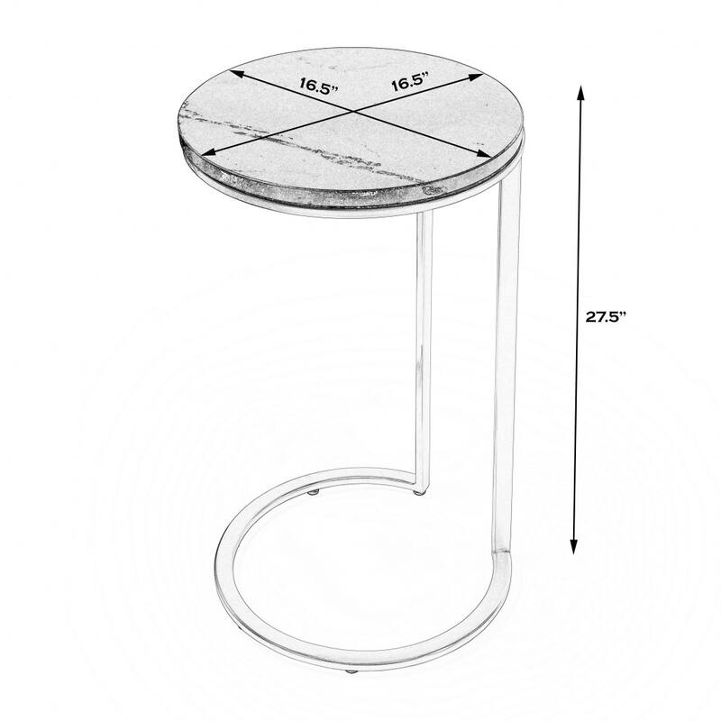 28" Black Marble Round End Table Bed Bath & Beyond 39659214